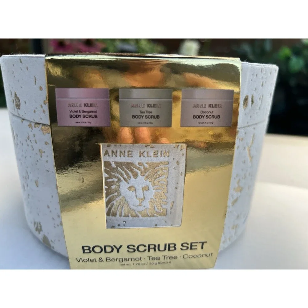 Luxury Anne Klein Body Scrub Gift Set 3 Pc Unused Reusable Keepsake Storage Box